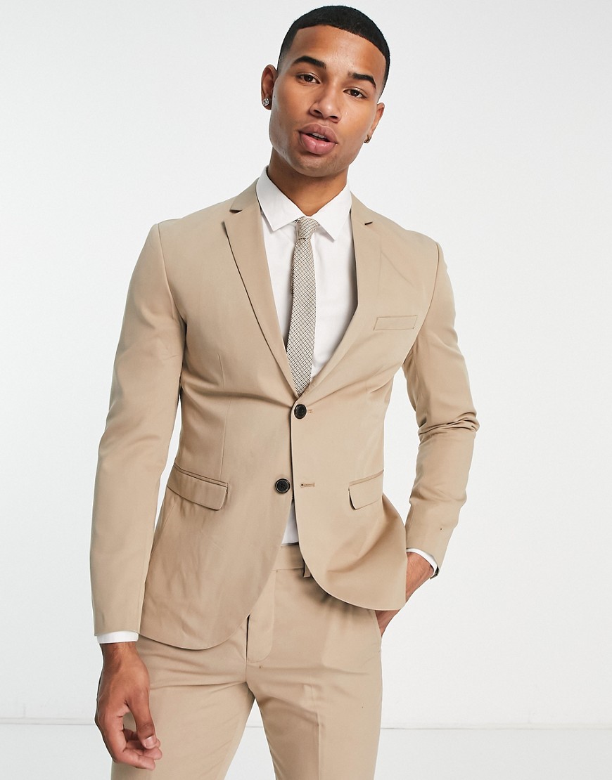 Jack & Jones Premium Super Slim Fit Suit Jacket In Beige-neutral