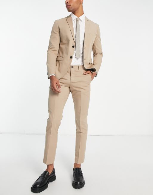 Jack & Jones Premium super slim fit suit jacket in beige