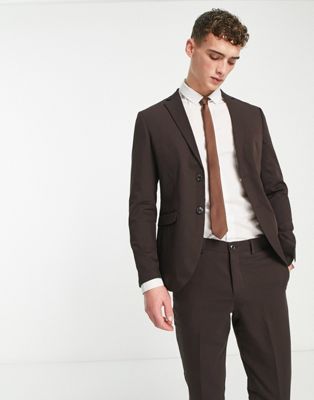 Jack & Jones Premium super slim fit suit jacket in chocolate
