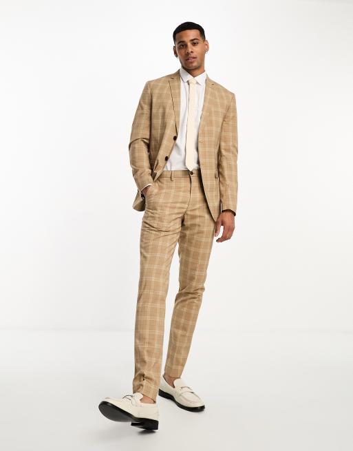 Jack & Jones Originals wide fit suit pants in beige