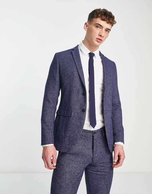 Jack & Jones - Super slim-fit tweed pak in blauw ASOS