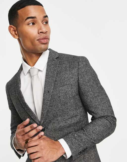 Slim fit tweed on sale jacket