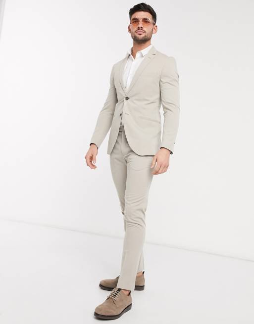 Jack & Jones Premium super slim fit suit jacket in beige