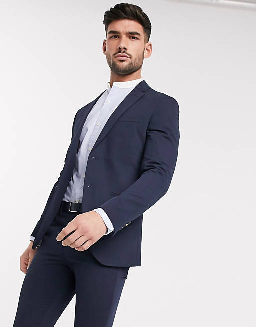  Jack & Jones Premium super slim stretch suit jacket with recycled polyester in navy 