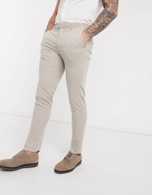 Jack & Jones Premium super slim stretch suit pants with polyester in stone  - STONE