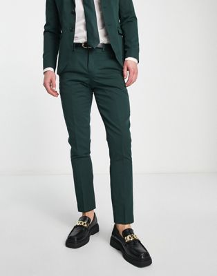 Jack & Jones Premium super slim suit trouser in dark green