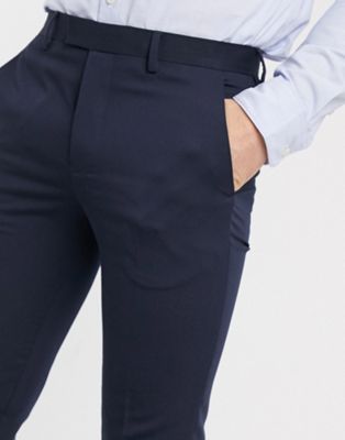 Jack & Jones Premium – Superschmale Stretch-Anzughose aus recyceltem Polyester in Marineblau