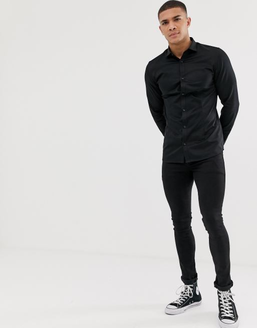 Jack & Jones Premium – Svart, stretchig finskjorta med vår smalaste passform, 4 av 4