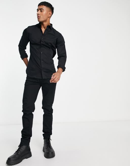 Jack & Jones Premium – Svart, stretchig finskjorta med vår smalaste passform, 4 av 4