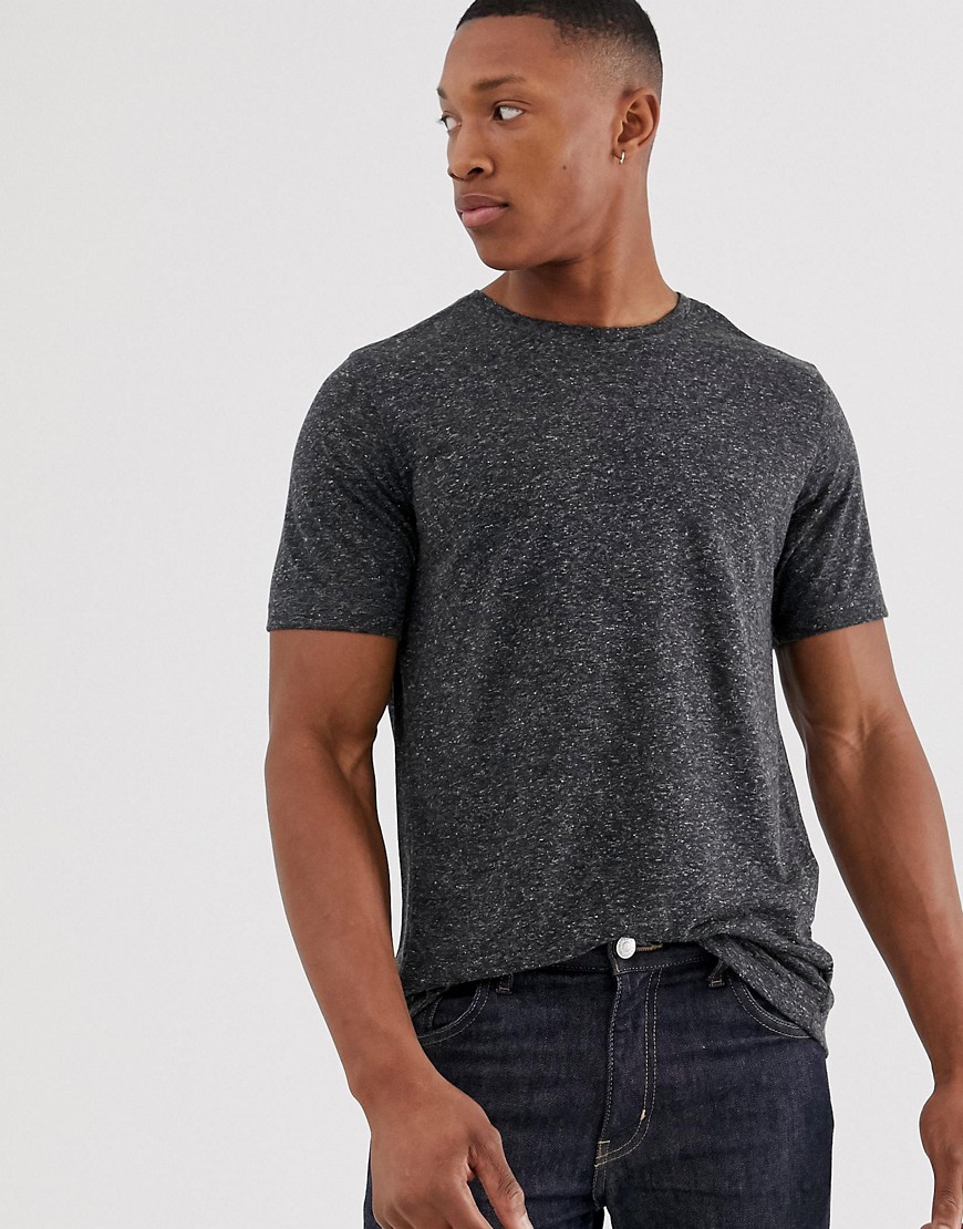 Jack & Jones – Premium – Svart t-shirt i linne och longline-modell