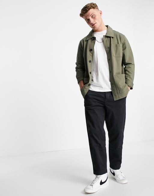 Jack & Jones Premium sweat worker jacket in khaki | ASOS