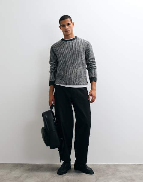 Jack & Jones premium sweter z prążkowanej dzianiny w szare pasy - view 1