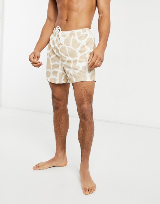 Jack & Jones Premium swim shorts with animal panel grey