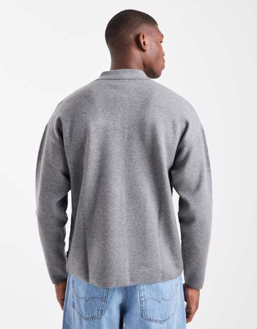 Jack & Jones Premium – Szara koszulka polo z dzianiny, 3 z 5