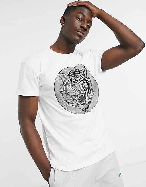 Jack & Jones Premium - T-shirt i hvid med tiger