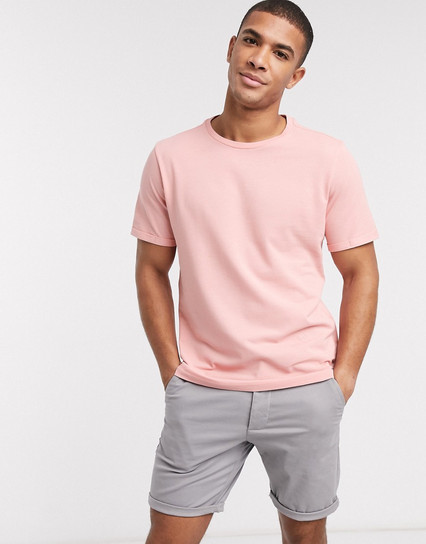 Jack & Jones Premium - T-shirt in piqué rosa