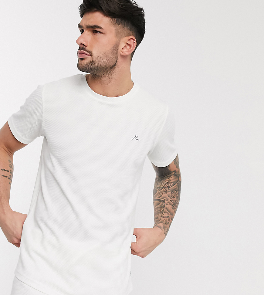 Jack & Jones Premium - T-shirt testurizzata bianca in coordinato - In esclusiva per ASOS-Bianco