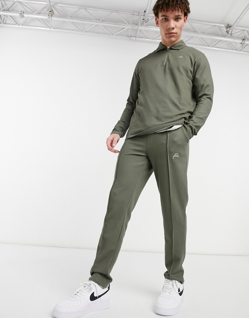 Jack & Jones - Premium - Teksturerede joggingbukser i kakifarve - Del af sæt-Grøn