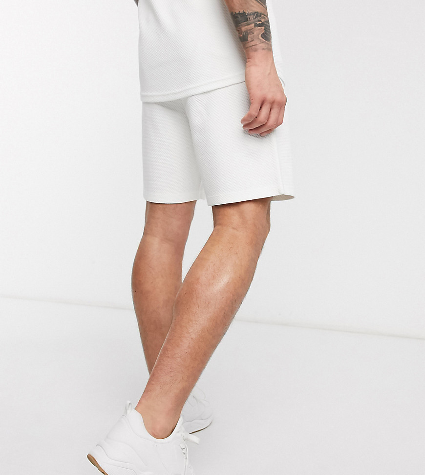 Jack & Jones Premium textured co-ord jersey shorts in white Exclusive at ASOS