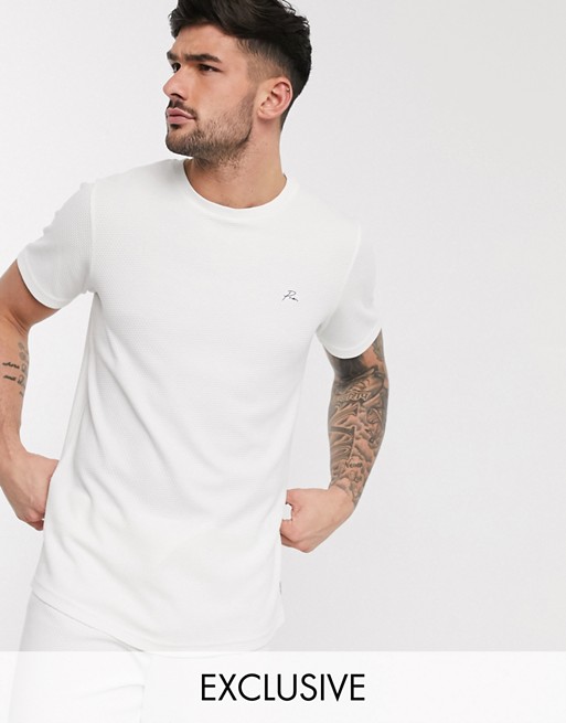 Jack & Jones Premium textured co-ord t-shirt in white Exclusive at ASOS
