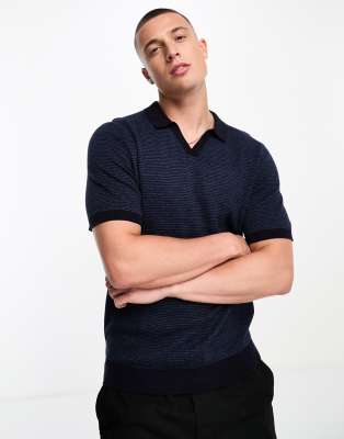 Polos Homme  Faconnable Polo Rugby À Manches Longues Navy,White