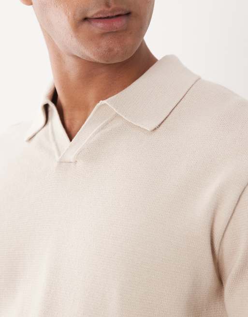 Jack & Jones Premium - Top en maille de qualité supérieure à encolure fendue - Beige, 5 de 5