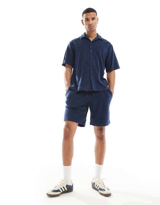 Jack & Jones Premium towelling short in Navy - part of a set