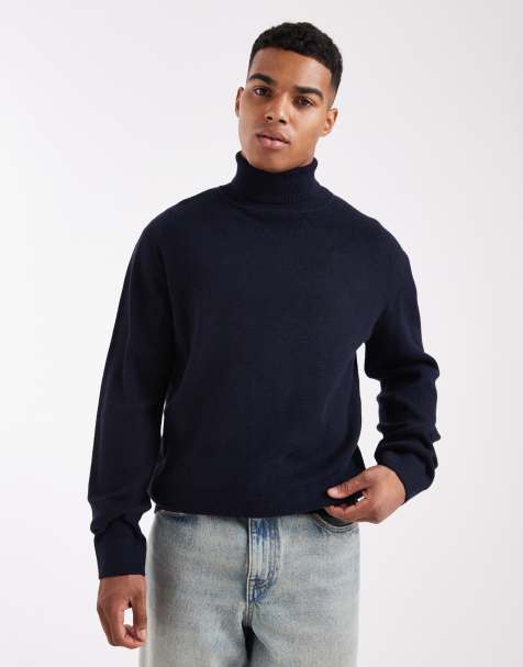 Jack & Jones premium turtle neck sweater in navy - view 1