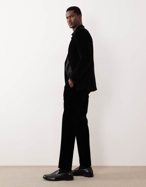 Jack & Jones Premium velvet tuxedo suit bottoms in black, 3 of 5