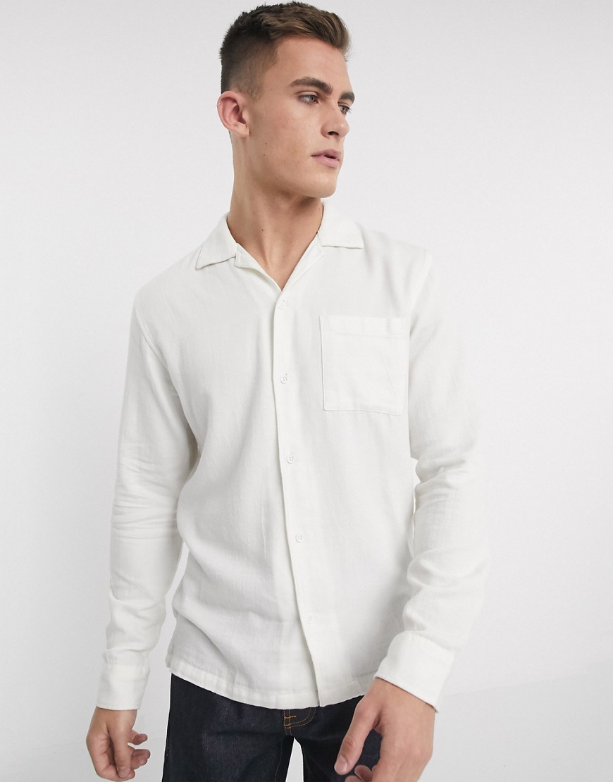 Jack & Jones Premium – Vit skjorta med platt krage och en ficka