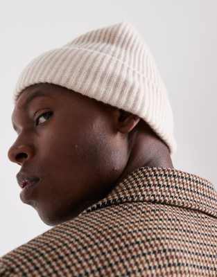 Jack & Jones Premium Wool Blend Beanie In White