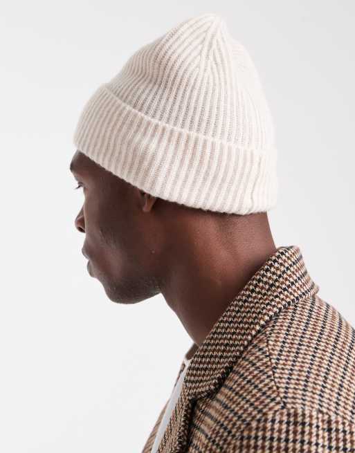 Jack & Jones premium wool blend beanie in beige, 3 of 3