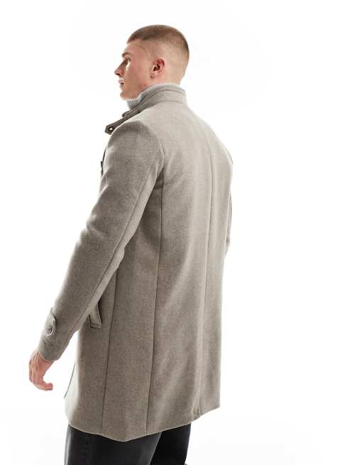 Neutral Marl Faux Wool Overcoat