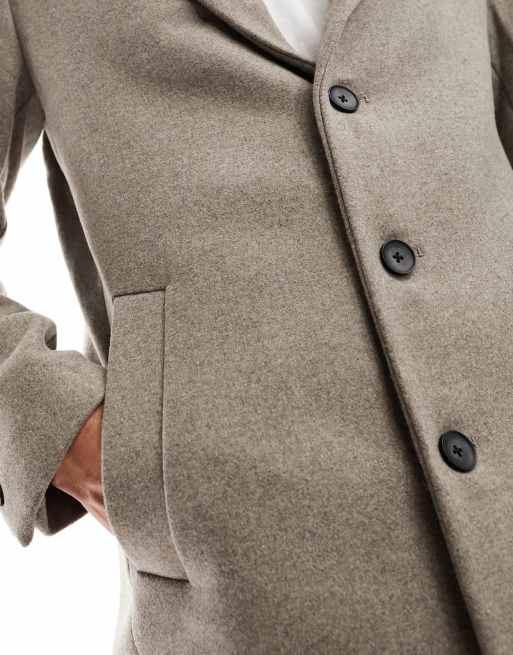 Jack & Jones Premium wool overcoat in beige | ASOS