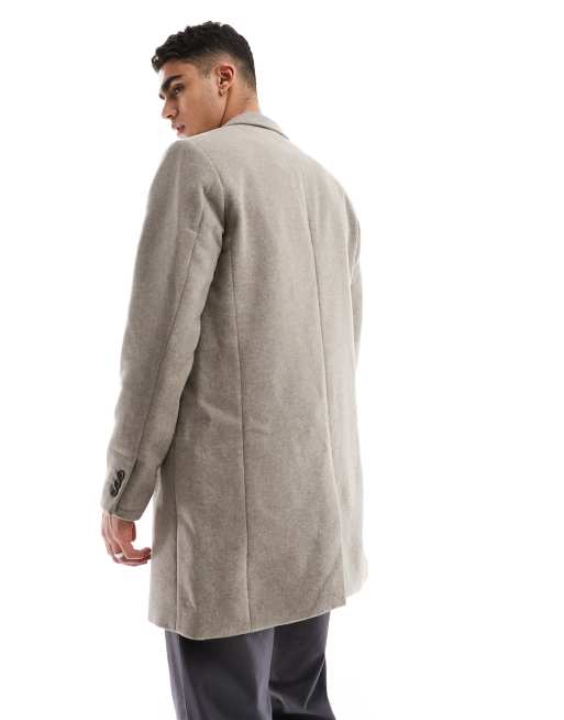 Jack & Jones Premium wool overcoat in beige | ASOS