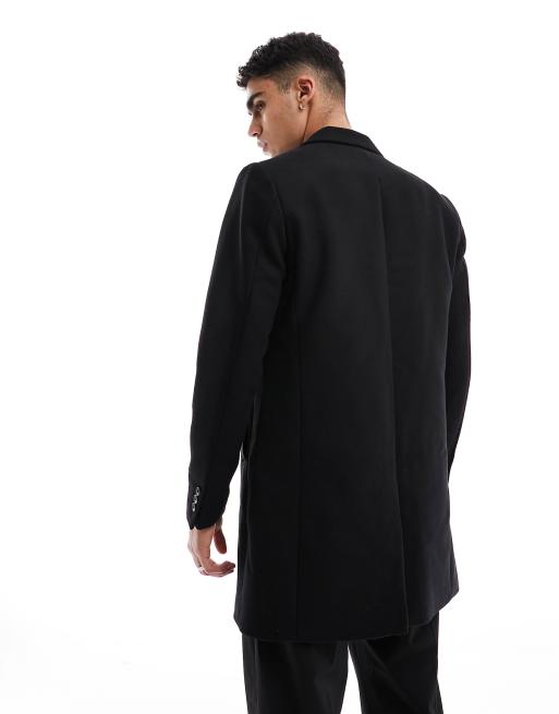 Jack & Jones Premium wool overcoat in black | ASOS