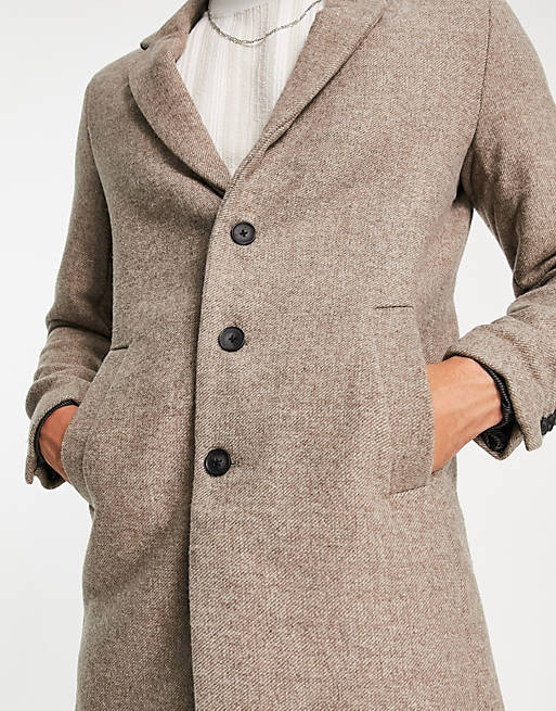 Pastoor Afdeling agitatie Jack & Jones Premium wool overcoat in light brown | ASOS