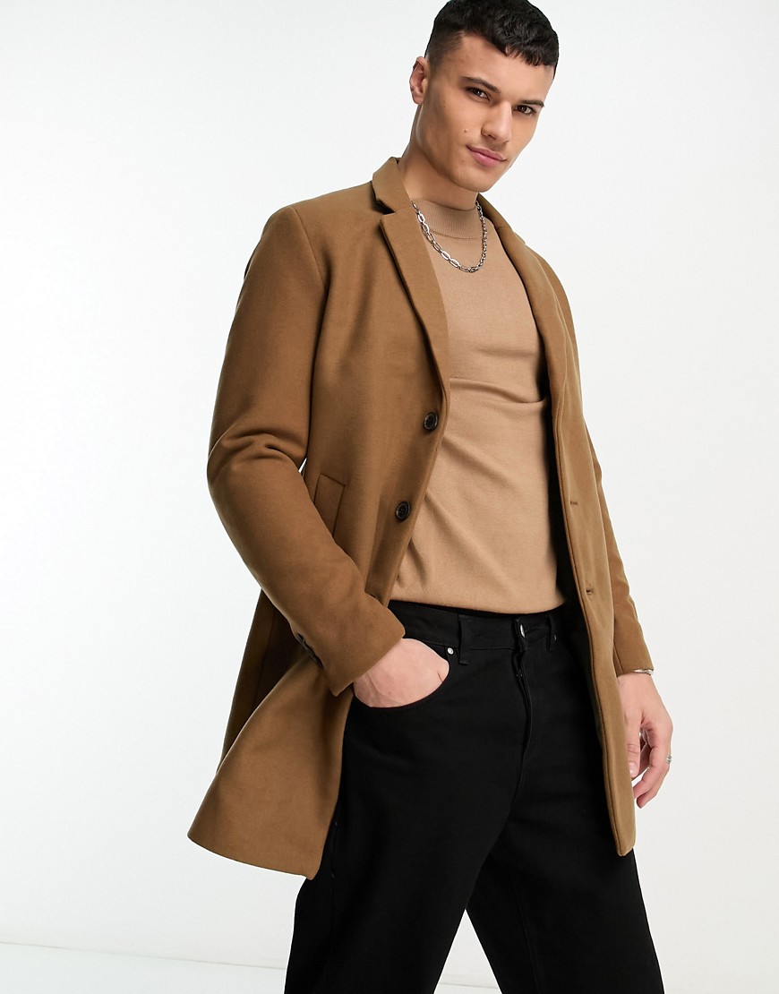 Premium wool overcoat in Tan-Green
