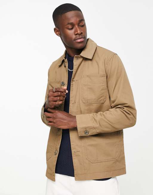 Jack & Jones Premium worker shacket in beige | ASOS