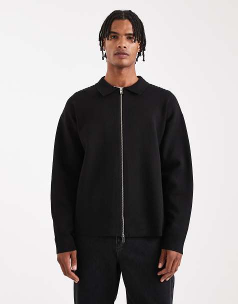 Jack & Jones Premium soft knitted zip cardigan in black