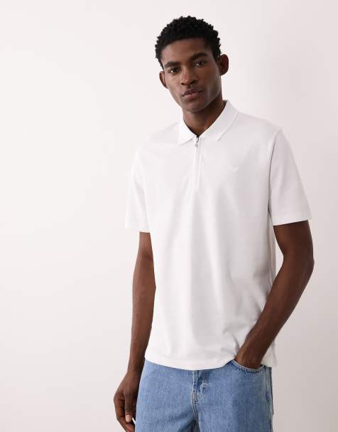 Jack & Jones Premium zip polo top in white - view 1