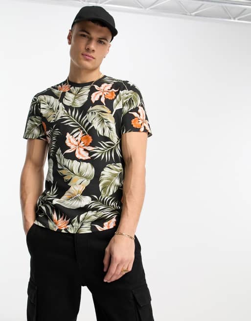 Jack Jones printed t-shirt in black ASOS