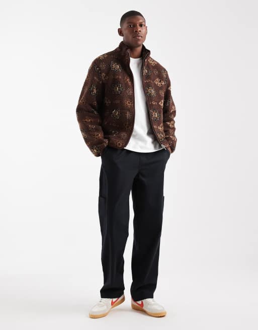 Jack & Jones printed teddy jacket in burgundy, 2 of 5