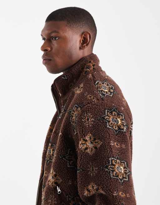Jack & Jones printed teddy jacket in burgundy, 5 of 5