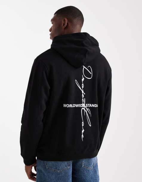 Jack & Jones - Project Core - Felpa con cappuccio nera oversize con stampa sul retro - view 1