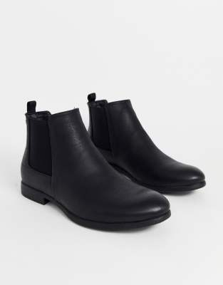 Jack & Jones PU chelsea boot in black