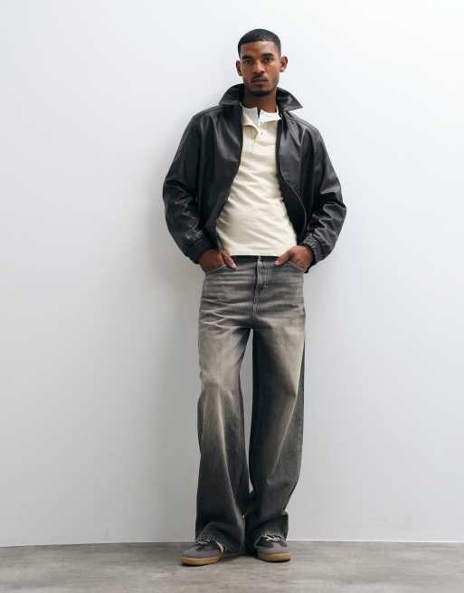 Jack & Jones pu leather bomber jacket in brown, 2 of 5