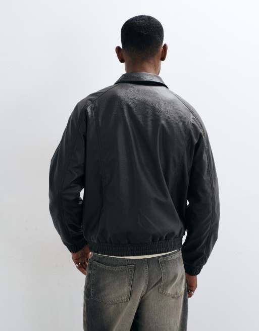 Jack & Jones pu leather bomber jacket in brown, 3 of 5