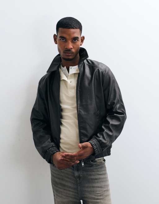 Jack & Jones pu leather bomber jacket in brown, 4 of 5