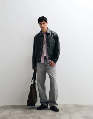 Jack & Jones pu leather jacket in black